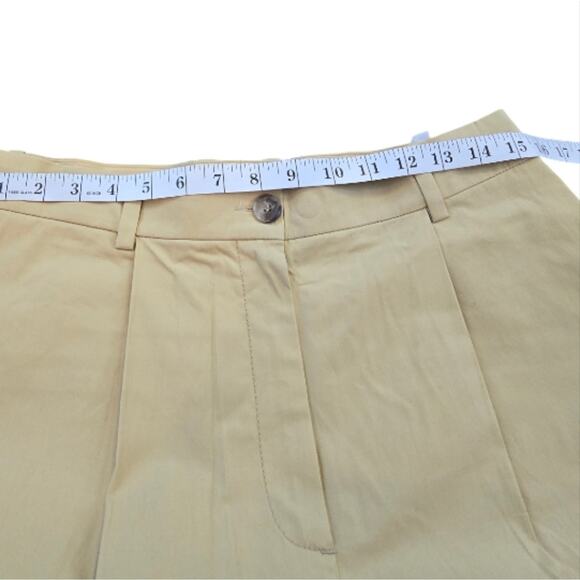 COS Yellow Pleated Button Detail Wide Leg Cropped Pants Size 8 - Picture 4 of 10